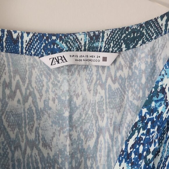ZARA | Animal print dress mini blue sz XS - Picture 4 of 5